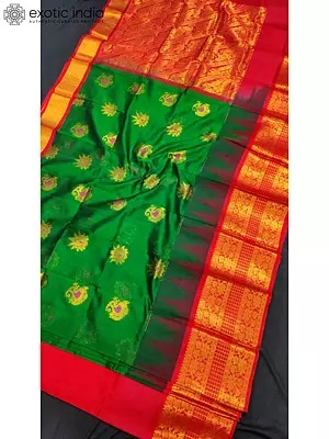 Rich Pallu Handwoven Silk Saree With Contrast Blouse