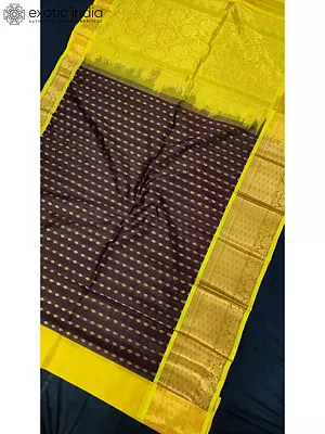 Neon-Brown Pure Handwoven Saree With Blouse
