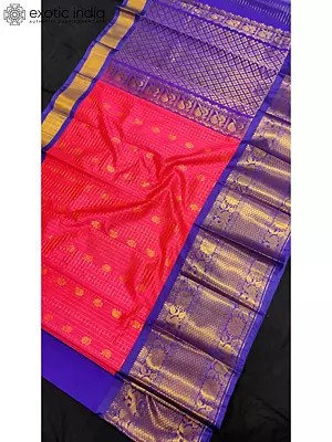 Crayola-Red Silk Saree With Rich Pallu And With Golden Border