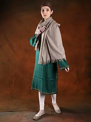 Feather-Gray Pashmina Handwoven Plain Stole (GI Tagged)