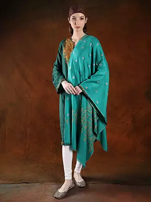 Bright-Aqua  Pashmina Contemporary Design Motifs Handwoven Stole