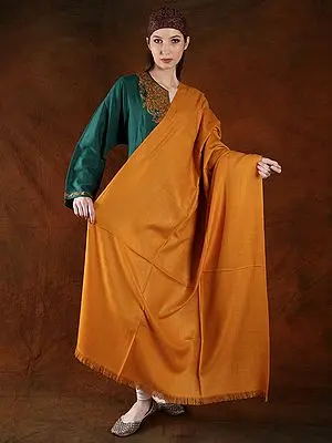 Dark-Cheddar Pashmina Handwoven Plain Shawl