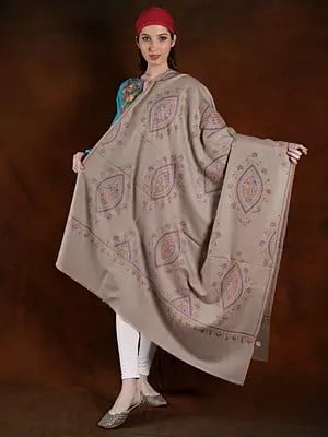 Safari Color Handspun Silk Embroidered Pashmina Shawl