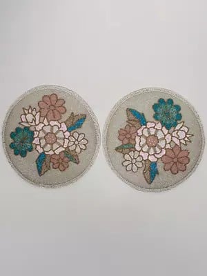 Multicolor Floral Design Beaded Table Mat (Set of 2)