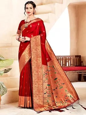 Paithani Tassel Silk Saree With Muniya Design Border And Blouse