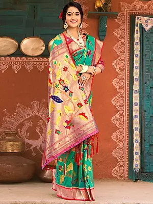 Paithani Silk Tassel Saree With Floral Design And Blouse