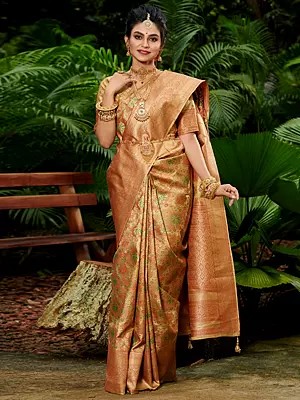 South Silk Saree With Broad Golden Border And Blouse