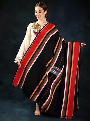 Nagaland Folk Shawl with Multicolor Stripe Pattern