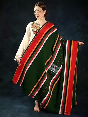 Nagaland Folk Shawl with Multicolor Stripe Pattern