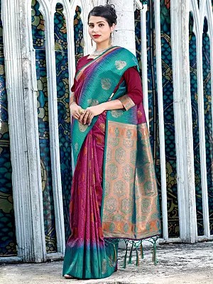 Banarasi Silk Tassel Saree and Paisley Pattern in Border with Blouse