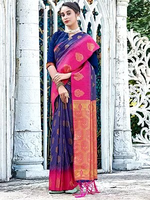 Banarasi Silk Tassel Saree and Paisley Pattern in Border with Blouse