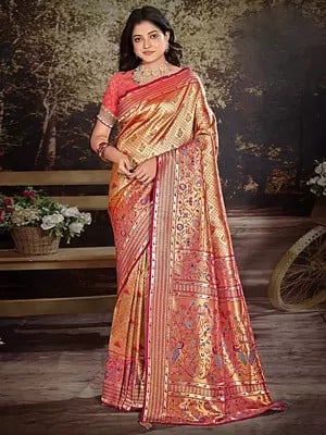 Kanjivaram Floral Design Silk Saree with Blouse
