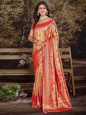Kanjivaram Floral Design Silk Saree with Blouse