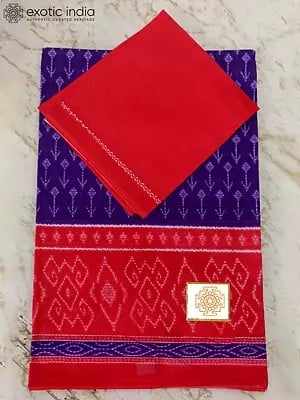 Royal-Purple Pure Cotton Saree With Separate Blouse Piece