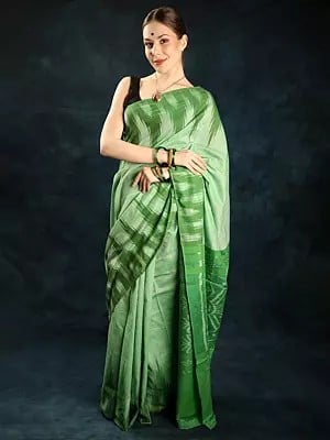 Pure Cotton Sambhalpuri Saree with Ikat Woven Pallu and Temple Border