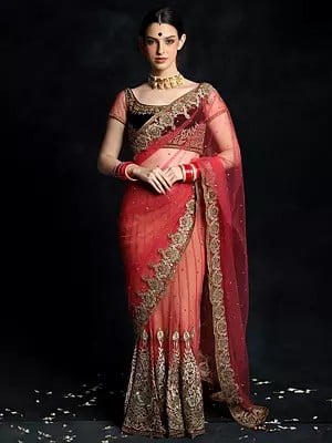 Red and Black Traditional Print Saree at Rs.1499/Piece in morena offer by  Radhika sarees