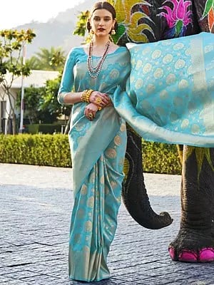 Pure Handloom Weaving Silk Sarees With Floral Buttas