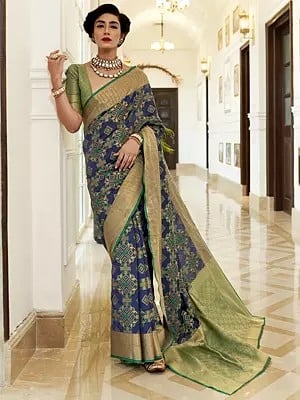 Handloom Patola Weave Silk Saree With Contrast Pallu