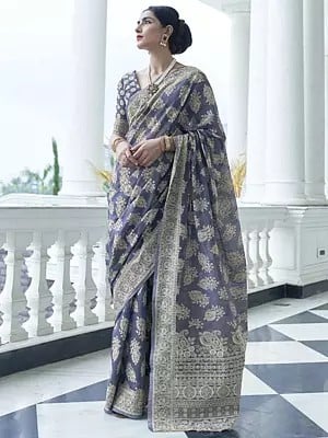 Lucknowi Woven Saree For Women With Blouse