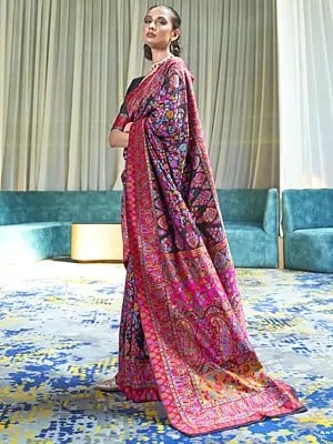 Floral Print Kashmiri Handloom Weaving Silk Sarees