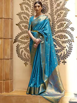Pure Kanjivaram Silk Saree with Contrast Border