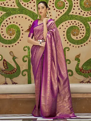 Peacock Design Handloom Weaving Kinkhab Silk Saree