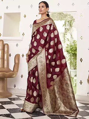 Women's Traditonal Wear Pure Satin Silk Saree With Weaving