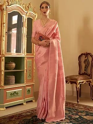 Traditional Wear Copper Zari Embroidered Handloom Weaving Sarees