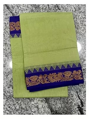 Pure Cotton Saree For Women's With Peacock Pattern On Border