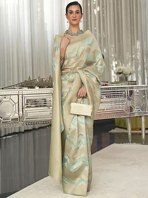 Festive Wear  Lehariya Organza Handloom Weaving Saree With Zigzag Pattern
