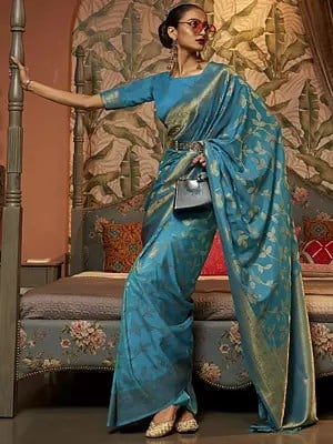 Wedding Wear Nylon Chinon Silk Zari Weaving Saree With Contrast Rich Pallu And Tassels