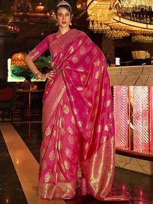 Festive Wear Handloom Weaving Silk Saree With Zari Buttas And Tassels For Women