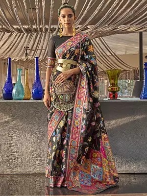 Kabira Handloom Weaving Silk Saree And Floral Design With Blouse