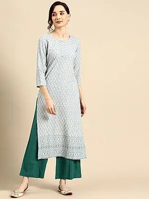 Schiffli Embroidered Viscose Rayon Kurta
