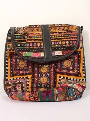 Rainbow Rabari Embroidery Boho Cross-body Bag with Sequins and Mirror Work