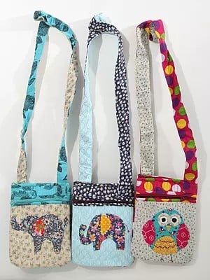 Lot of Three Pure Cotton Printed Small Sling Bags from Dehradun