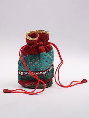 Brocaded Drawstring Potli Bags with Lace Work