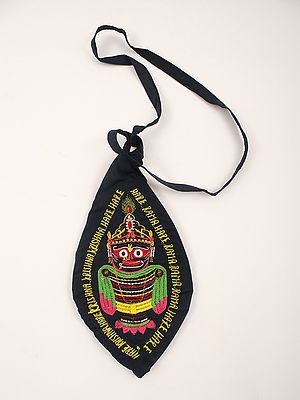 Majolica-Blue Jagannath Ji Embroidered Gaumukhi Mala Japa Bag for Mantra Jaap