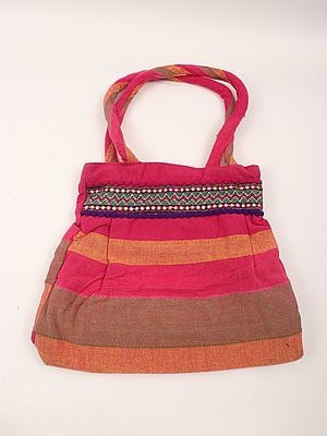 Rainbow Cotton Shopper Bag with Embroidered Patch