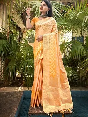 Flower-Patterned Silk Saree With Small Woven Butti For Women