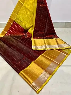 Kuppadam Pattu Sarees With Silver Butas Jari Border Contrast Rich Pallu And Plain Blouse