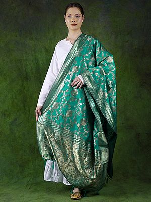Art Silk Banarasi Dupatta with Brocaded Floral Vine Pattern All-Over