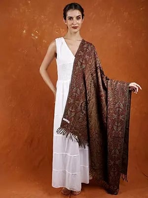 Double Sided Cashmere with Brown Silk Zari