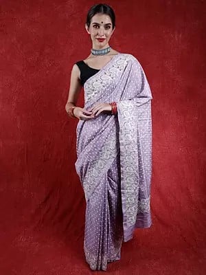 Printed Saree from Bangladesh with Paisley Embroidered Hakoba Border