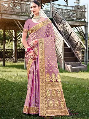 Designer Stain Silk Saree With Floral Border And Attractive Pallu For Wedding