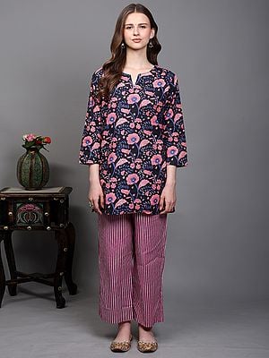 Pure Cotton Floral Printed Co-Ord Set for Evening Wear