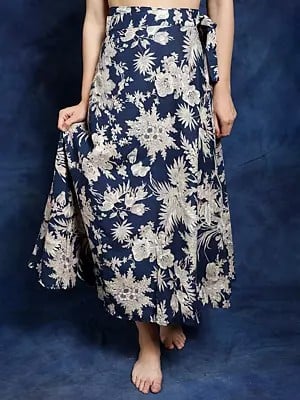 Blue-Opla Floral Printed Wrap-Around Casual Long Skirt