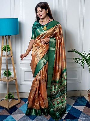 Bandhani Printed Zari Border Soft Silk Saree With Attractive Pallu And Blouse