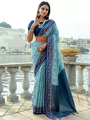 Cotton Silk Tassel Saree And Floral Printed In Border Pallu With Blouse