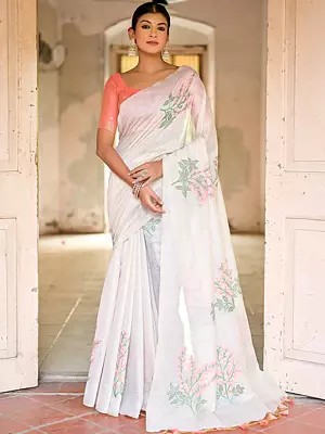 Casual Wear Woven Muga Cotton Saree With Tassels